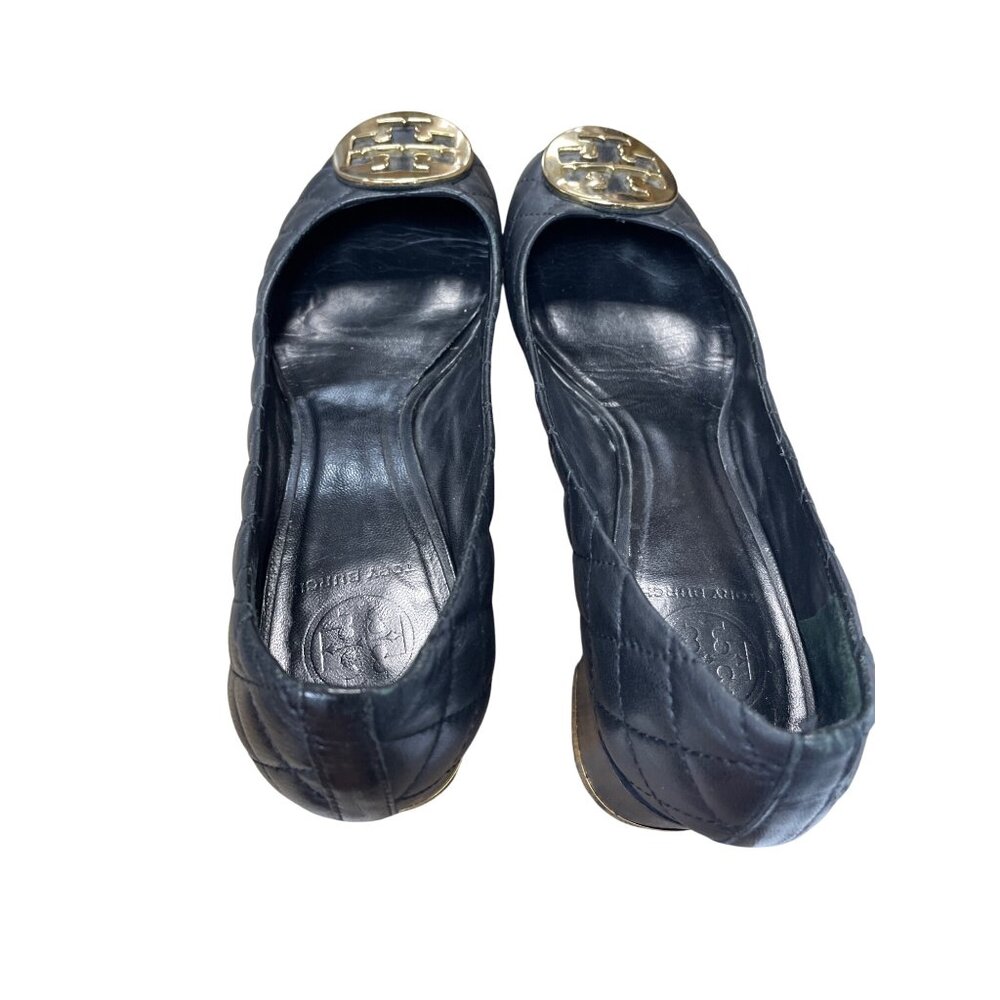 Tory Burch Womans Black Leather quilted  2.5" Slip on heels Sz 6 SKU 9532 - Picture 13 of 14